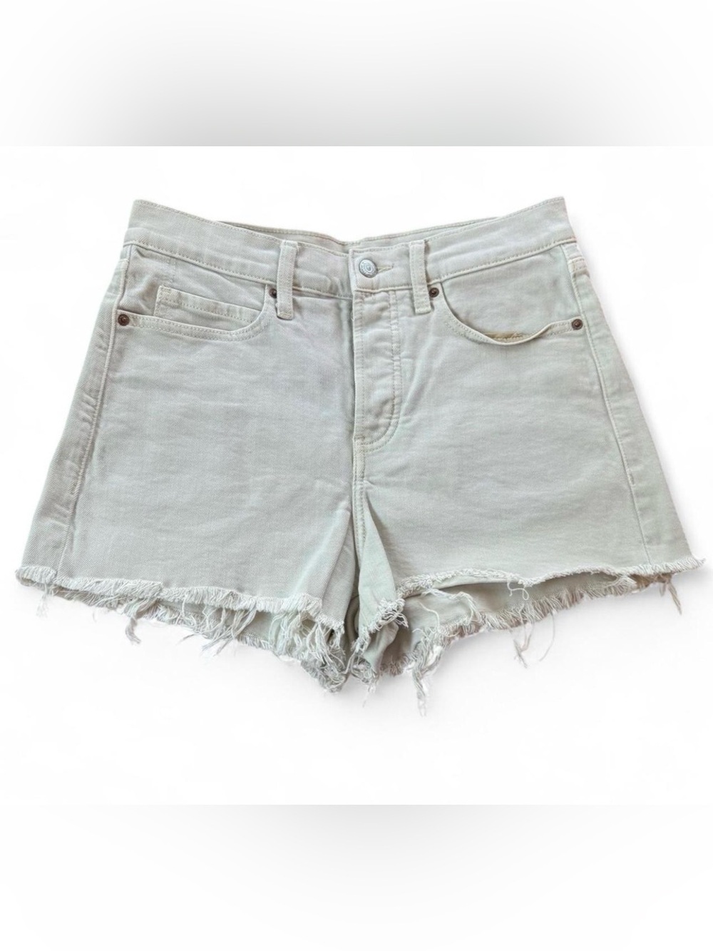 Old Navy Cream Frayed Hem High-Rise Jean Shorts